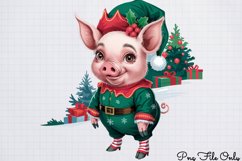 Cute Watercolor Christmas Farm Clipart PNG Product Image 1