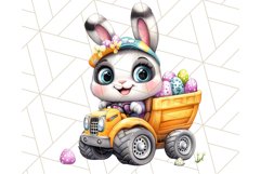Pastel Easter Construction Clipart, Bunny Truck PNG Product Image 5