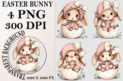 Whimsical Bunny Easter Clipart, Watercolor Easter Bunny PNG Product Image 1