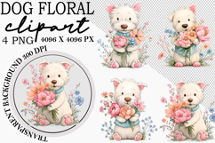 Whimsical Dogs Floral Clipart Spring Png Product Image 1