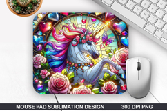 Unicorn Mouse Pad Sublimation, Valentine Mouse Pad PNG Product Image 1