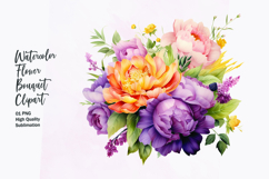 Watercolor Floral bouquet clipart sublimation Product Image 1