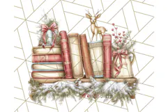 Christmas Book Clipart, Festive Reading PNG Illustrations Product Image 4