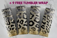 Leopard Print Black Watercolor Glitter 20 oz tumbler design Product Image 1