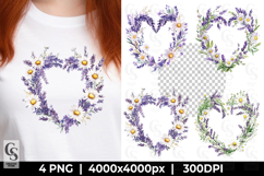 Lavender Heart Floral Clipart PNG Product Image 1