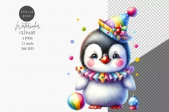 Penguin clipart, Whimsical baby penguin clown Product Image 1