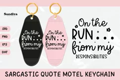 Funny Sarcastic Motel Keychain SVG | On The Run... Product Image 1