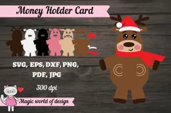 Christmas Deer in a santa hat Money Holder SVG, Product Image 2