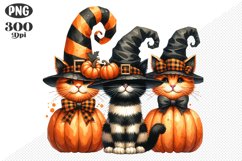 Halloween Cat And Pumpkin Sublimation - Clipart PNG Design Product Image 1
