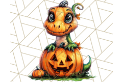 Bright Halloween Dinosaur PNG Clipart with Holiday Elements Product Image 4