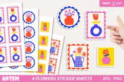 Retro Flowers Sticker Sheets | Floral Stamp Planner Sticker Product Image 1