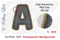 Black Denim Alpha Set. Letters Numbers Clipart. Product Image 4