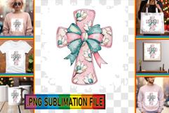 Playful TSHIRT Art Ideas PNG, Flower Cross Product Image 1