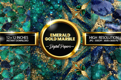 Emerald Gold Marble Digital Papers - 04 variations Product Image 1