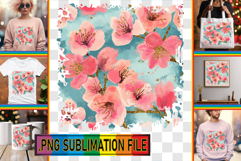 Unique Tote Bag Designs PNG, Flower Pattern Product Image 1