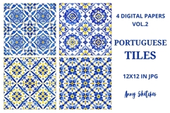 4 Portuguese Tiles Azulejos Seamless Pattern Digital Papers Product Image 1