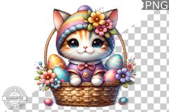 Easter Cat Sublimation - Easter Clipart PNG Design Product Image 1