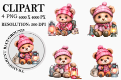 Whimsical Summer Teddy Bear Clipart Watercolor PNG Product Image 1