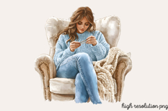 Blue Cozy Spring Home Clipart PNG Product Image 1
