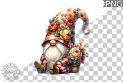 Floral Gnome Sublimation - Clipart PNG Design Product Image 1