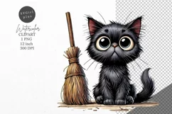 Halloween clipart, Black cat clipart, Autumn clipart Product Image 1