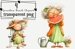 Funny Grandma Beach Clipart Watercolor PNG Product Image 1