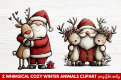 Whimsical Cozy Winter Animals Clipart | Cute Winter Wildlife Product Image 1