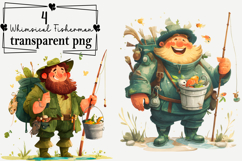 Whimsical Fisherman Clipart Watercolor PNG Product Image 1