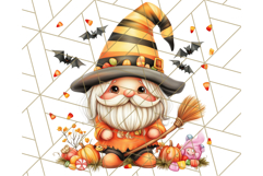 Spooky Cute Halloween Gnome PNG Clipart, Witch Ghost Bat Product Image 4