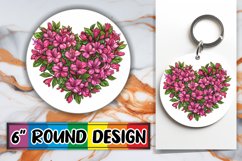 Heart Made with Flowers Round Design Sublimation PNG Product Image 1