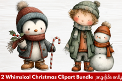 2 Whimsical Christmas Clipart | Cute Festive Holiday PNG Product Image 1