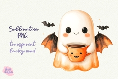 Coffee Ghost PNG Halloween Ghost Cafe Clipart Sublimation Product Image 1