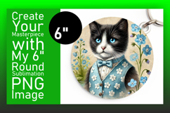 Elegant Round Design Sublimation PNG , Cute Cat Product Image 1