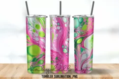 Pink & Green Alcohol Ink Tumbler Wrap Sublimation Designs Product Image 4