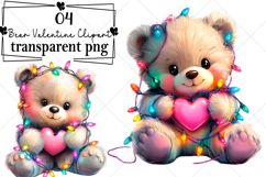 Teddy Bear Valentine Clipart Watercolor PNG Product Image 1