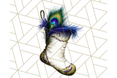 Peacock Christmas Clipart in Jewel Tones, Christmas Png Product Image 4