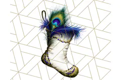 Peacock Christmas Clipart in Jewel Tones, Christmas Png Product Image 4