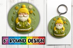 3D Santa Claus Round Design for Keychain Sublimation Product Image 1