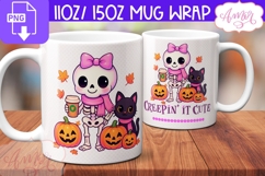 Fall Season mug wrap PNG, Cute Halloween mug PNG Product Image 2