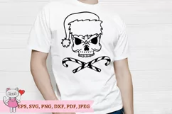 Skull Santa hat with svg, christmas shirt for man svg Product Image 3