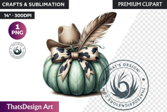 Western Coquette Pumpkin Autumn PNG, Cowgirl Fall clipart Product Image 1