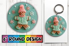 Festive 3D Gingerbread Man Round Design Keychain Product Image 1