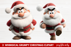 2 Whimsical Grumpy Christmas Clipart | Funny Grumpy Holiday Product Image 1
