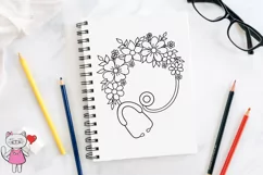 Stethoscope with flowers Doodle svg cricut cut file Product Image 3