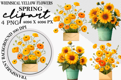 Whimsical Yellow Flowers Spring Clipart PNG Product Image 1