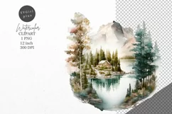 Nature clipart, Lake clipart, Watercolor Product Image 1