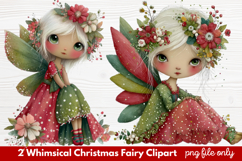 2 Whimsical Christmas Fairy Clipart | Cute Holiday Fairy PNG Product Image 1