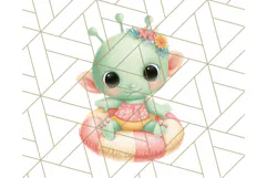 Alien Vacation Clipart PNG, Cute Summer Galaxy Art Clip Art Product Image 4