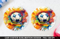 Soccer Ball Car Coaster - Coaster Sublimation Design Product Image 1