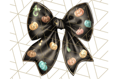 Muted Halloween Bow Clipart, Fall Ribbon PNG Autumn Hair Bow Product Image 4